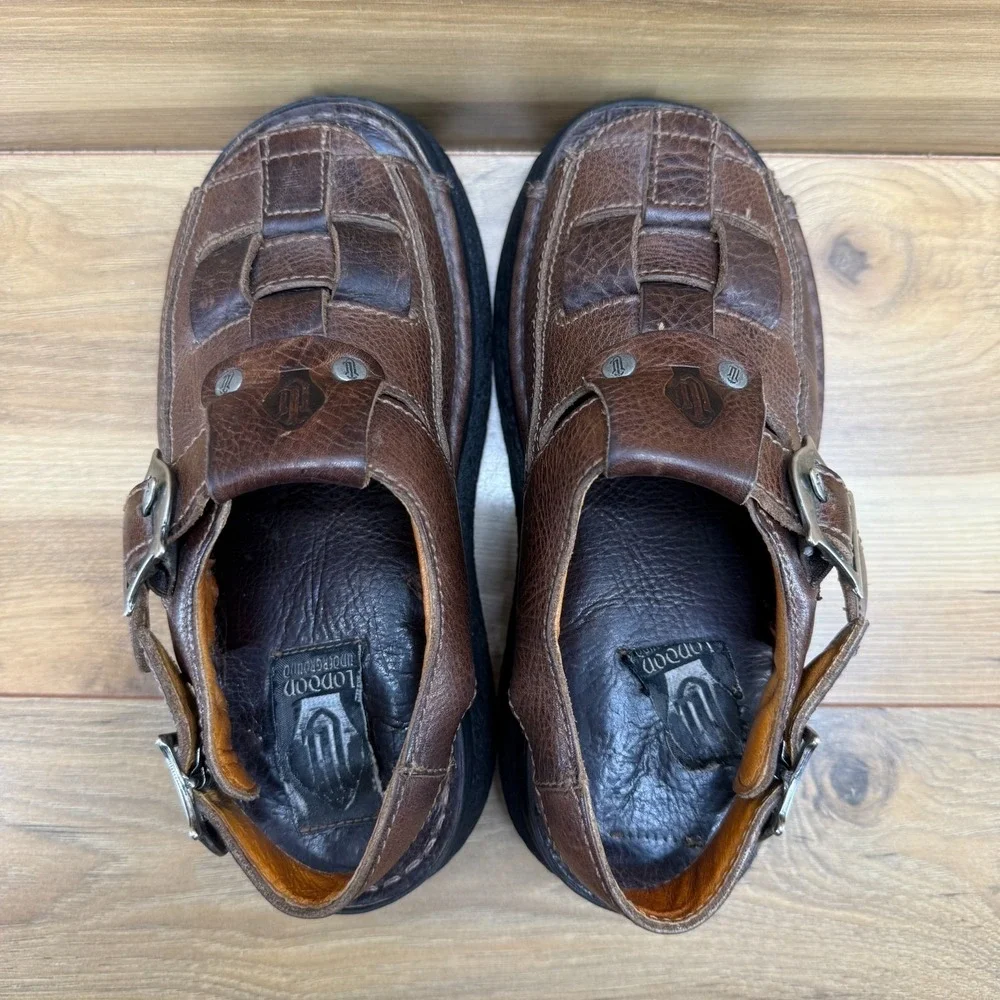 LONDON UNDERGROUND Vintage Chunky Tucson 8 8.5 Womens Brown Platform Slingback